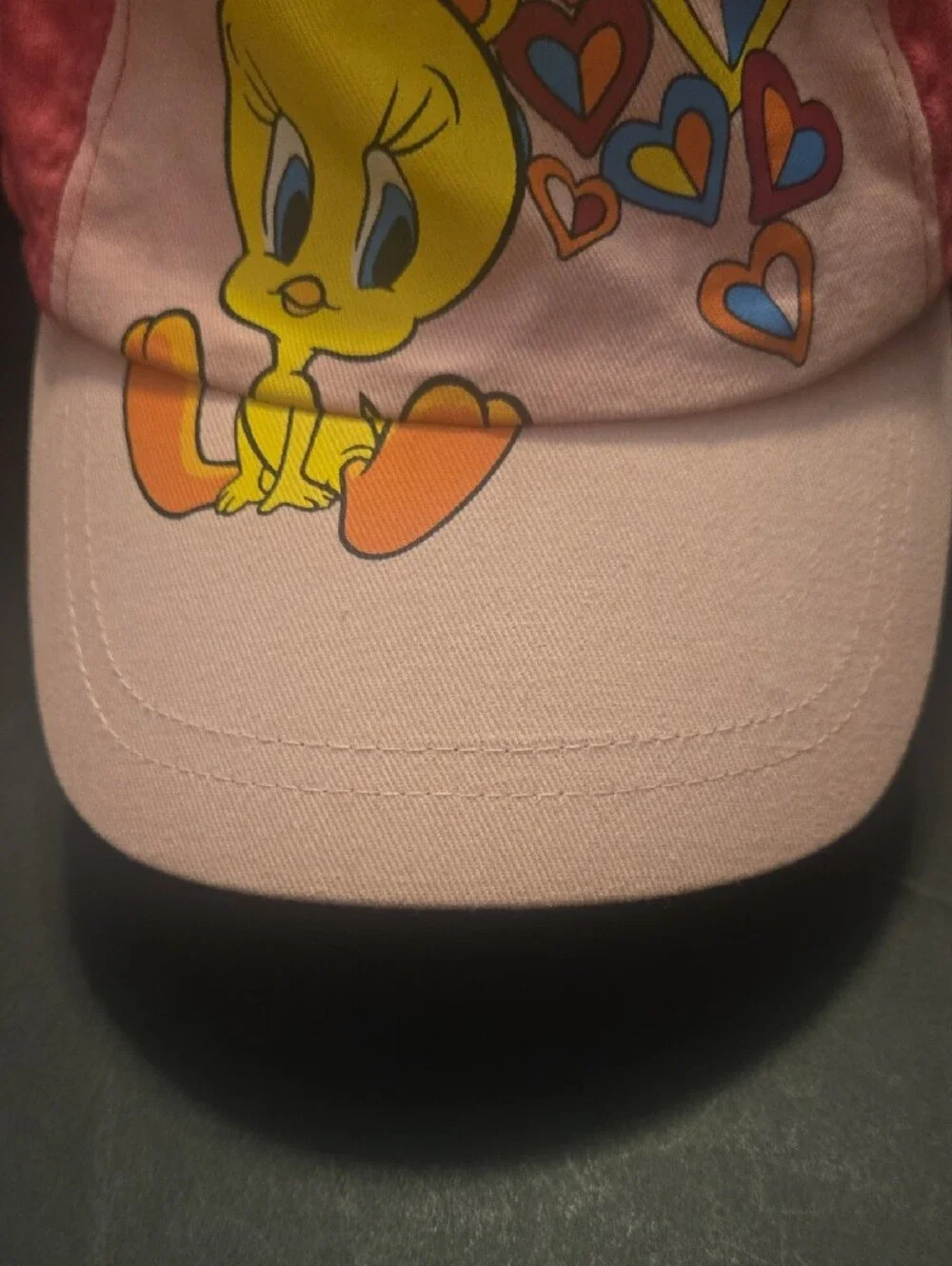 Pink Tweety Kids Baseball Hat with Heart Motif